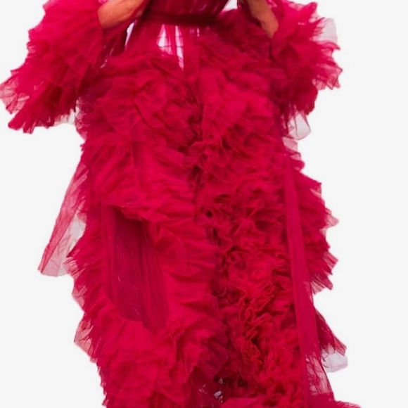 Red Sheer Ruffled Robe - Picture 2 of 6